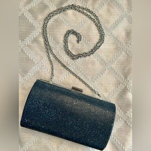 I.N.C International Concepts Ranndi Sparkle Clutch Navy/Silver - Excellent Cond